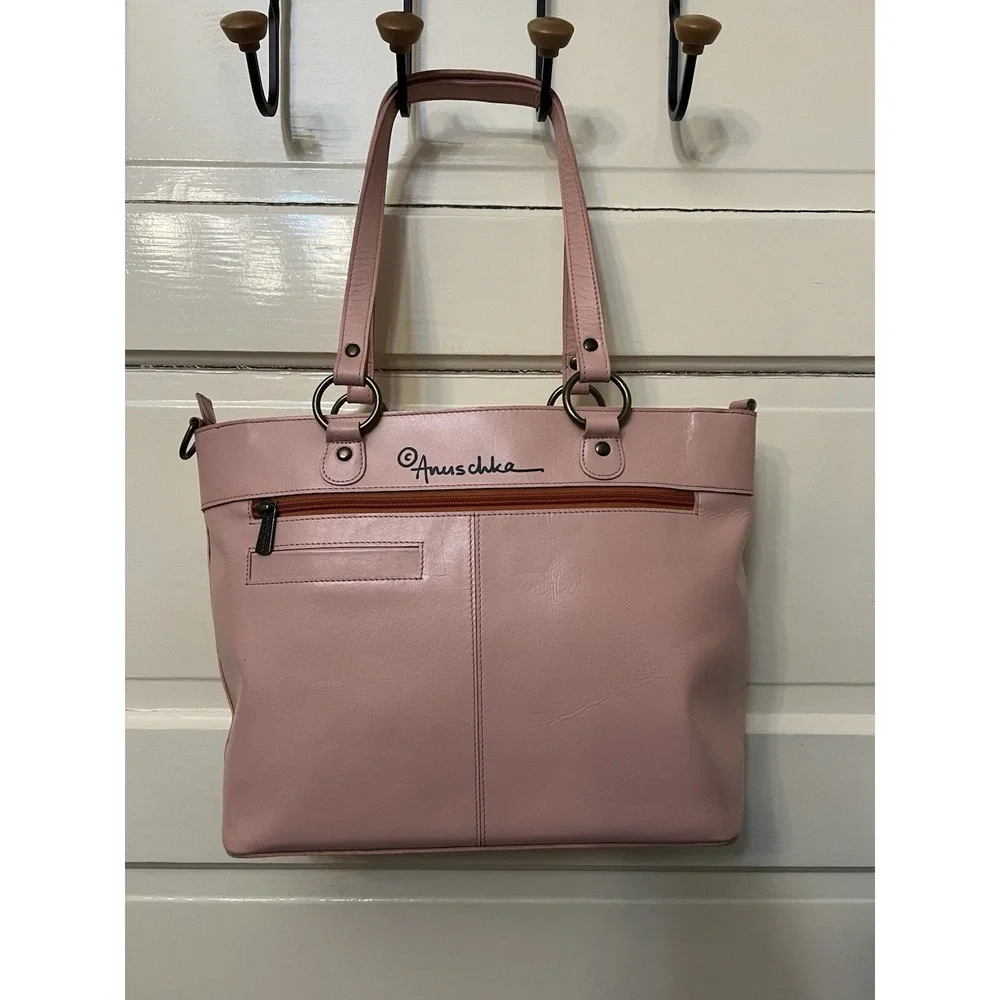 NEW Anuschka Embroidered Handpainted Leather Pink Tote Purse Crossbody Mandella